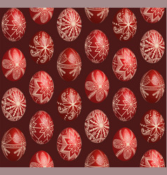 Hand-drawn Pysanka On 3d Red Eggs Pattern