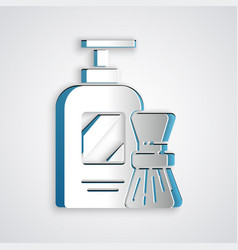 Paper Cut Shaving Gel Foam And Brush Icon Isolated