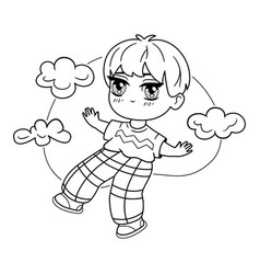 Manga Chibi Cute Boy Soaring Against