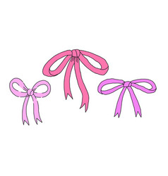 Set Of Pastel Pink Ribbon Bows Hand Drawn