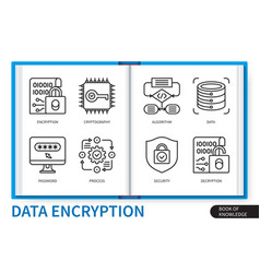 Data Encryption Infographics Linear Icons