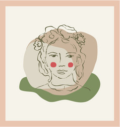 Female Portrait With Flower Single Clipart