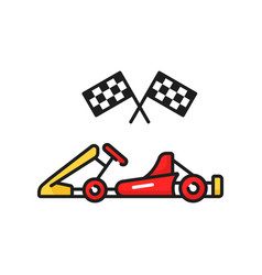 Speeding Race Car And Crossed Checkered Flags Icon