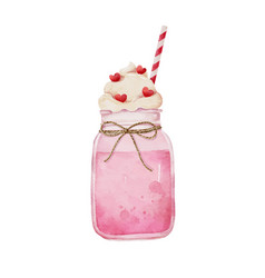 Mason Jar Of Strawberry Milkshake