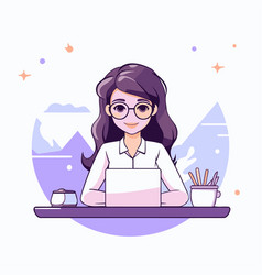 Woman Working On Laptop At Home Freelance Remote