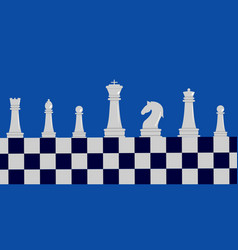 A Set Of White Chess Pieces In Row