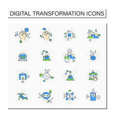 Digital Transformation Color Icons Set