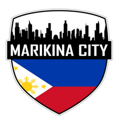 Marikina City Skyline Silhouette Philippines Flag