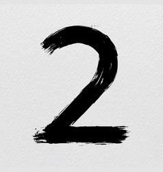 Number 2 Brush Stroke Hand Drawn Font Style