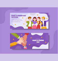 National Make A Friend Day Banner Flat Cartoon