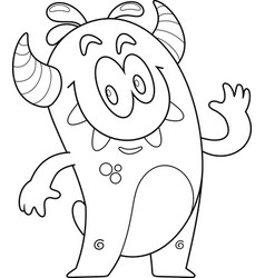 Outlined Cute Monster Cartoon Character