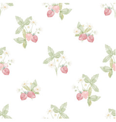 Watercolor Hand Drawn Strawberry Seamless Pattern