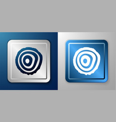 White Tree Rings Icon Isolated On Blue And Grey