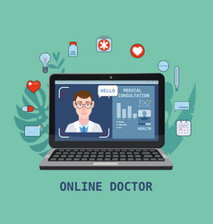 Online Doctor Men Healthcare Concept Icon Set