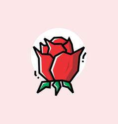 Stiff Art Style Of Red Rose