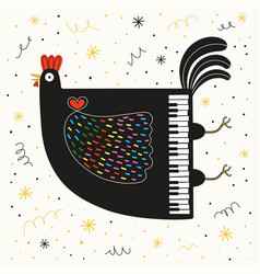 With Flying Black Chicken Piano Keys