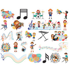 Kids Musical Instruments And Music Symbols Set