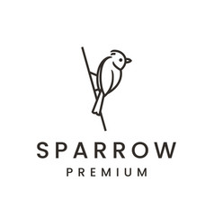 Line Art Sparrow Bird Logo Design