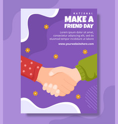 National Make A Friend Day Poster Flat Cartoon