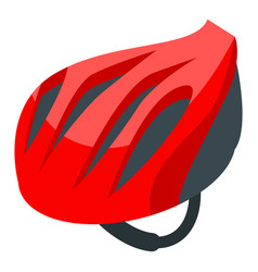 Red Bike Helmet Icon Isometric Style