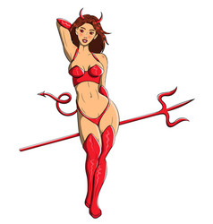 Sexy Women Red Devil Cartoon Character