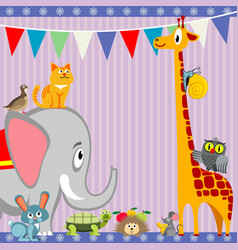 Happy Animal Birthday Party Background Funny Card