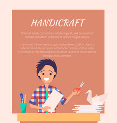 Handicraft Banner With Man Making Origami Swan