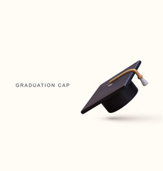 3d Realistic Graduation Cap On White Background