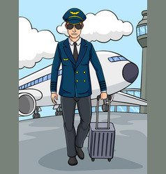 Aircraft Pilot Colored Cartoon