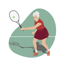 An Old Woman Plays Tennis Man Does Sports