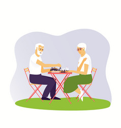 Elderly Man And Woman Are Playing Chess