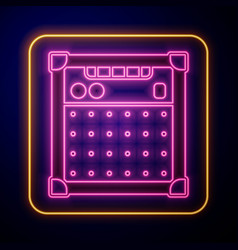 Glowing Neon Guitar Amplifier Icon Isolated On