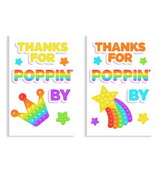 Set Of 2 Birthday Popit Rainbow Favor Cards