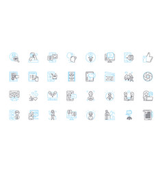 Social Press Linear Icons Set Instagram Facebook