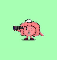 Cute Cartoon Intestine Sailor Using Binocular