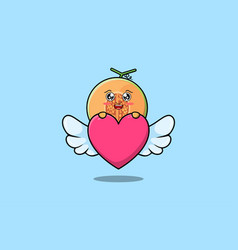 Cute Cartoon Melon Character Hiding Heart