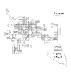 Modern City Map - Tucson Arizona City Of The Usa