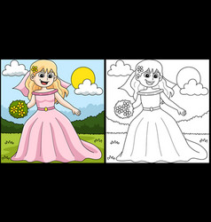 Wedding Bride Coloring Page Colored