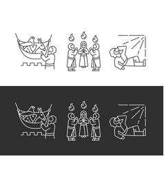 Christianity Biblical Characters Linear Icons Set