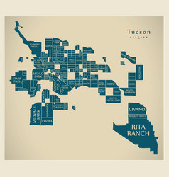 Modern City Map - Tucson Arizona City Of The Usa