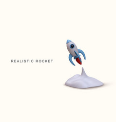 3d Realistic Space Rocket Launch On White