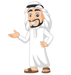 Cartoon Saudi Arab Man Presenting