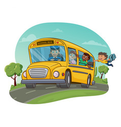 Funny School Bus Kids Riding