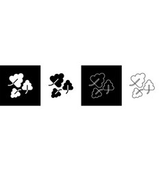 Set Oak Leaf Icon Isolated On Black And White