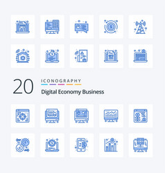 20 Digital Economy Business Blue Color Icon Pack