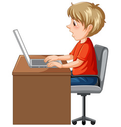 A Man Using Laptop Cartoon