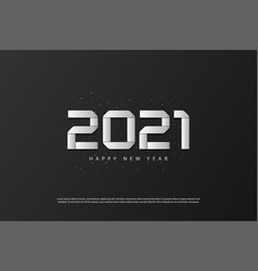 Happy New Year 2021 Silver Numbers Typography