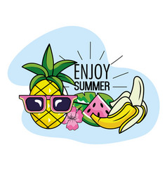 Pineapple Wearing Sunglasses With Watermelon