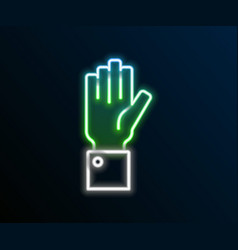 Glowing Neon Line Hand Holding Auction Icon