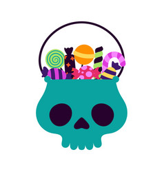 Halloween With Skull Basket Candies Isolated